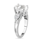 Hyalite Opal and Moissanite Ring in Platinum Overlay Sterling Silver 2.46 Ct.