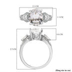 Hyalite Opal and Moissanite Ring in Platinum Overlay Sterling Silver 2.46 Ct.