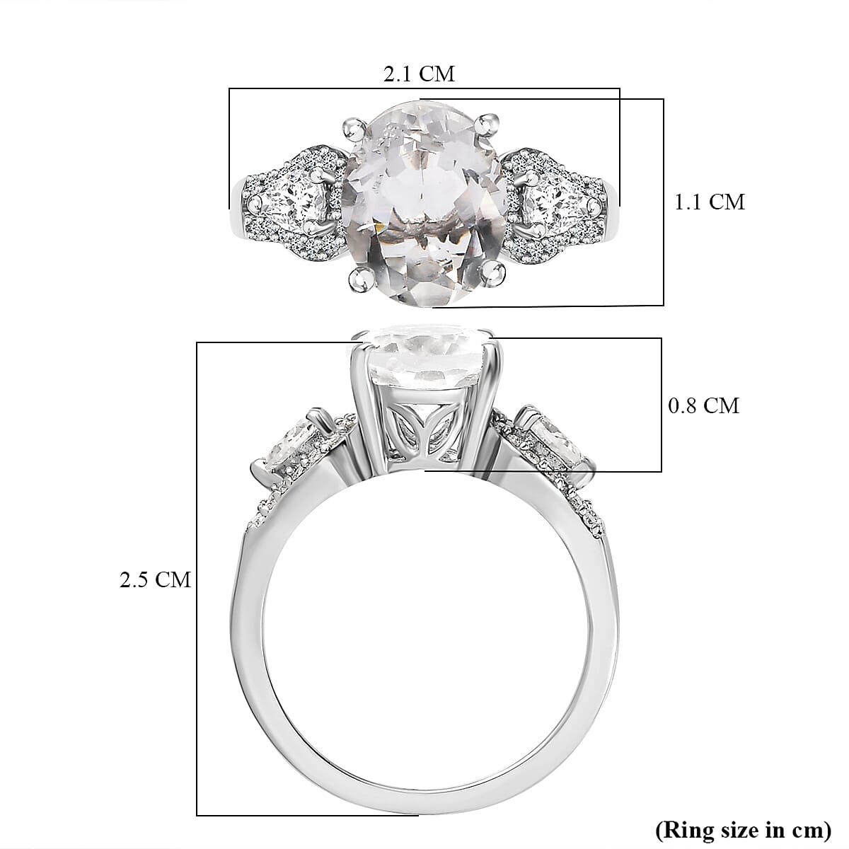 Hyalite Opal and Moissanite Ring in Platinum Overlay Sterling Silver 2.46 Ct. 7364521 5