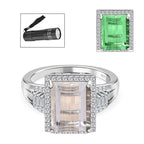 Hyalite Opal and Natural Zircon Ring in Platinum Overlay Sterling Silver 3.21 Ct