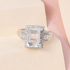 Hyalite Opal and Natural Zircon Ring in Platinum Overlay Sterling Silver 3.21 Ct