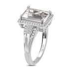 Hyalite Opal and Natural Zircon Ring in Platinum Overlay Sterling Silver 3.21 Ct