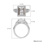 Hyalite Opal and Natural Zircon Ring in Platinum Overlay Sterling Silver 3.21 Ct