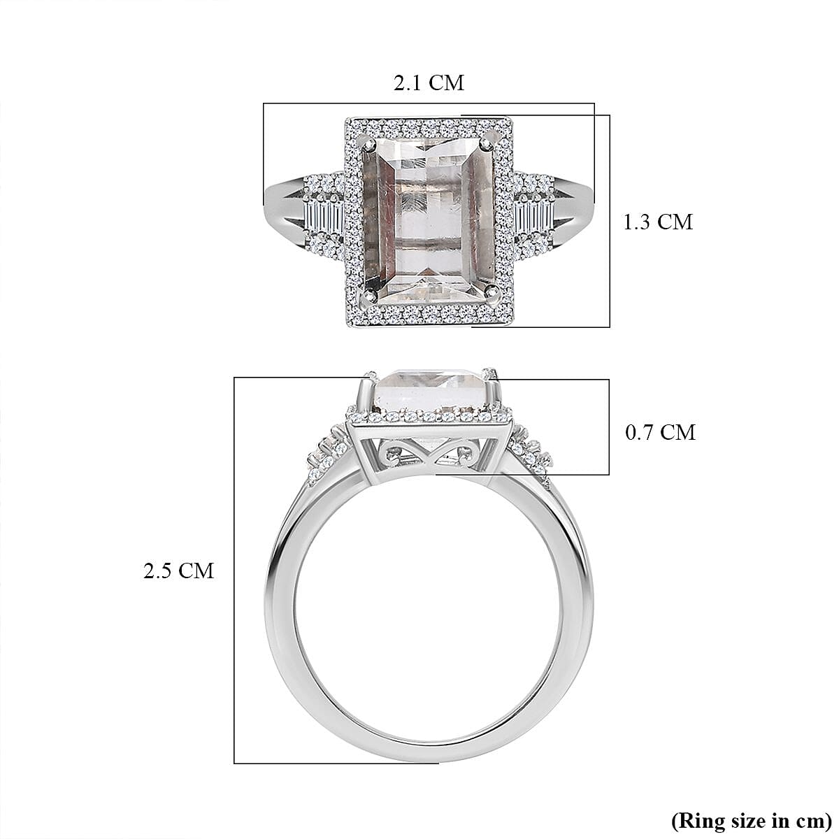 Hyalite Opal and Natural Zircon Ring in Platinum Overlay Sterling Silver 3.21 Ct 7365537 5