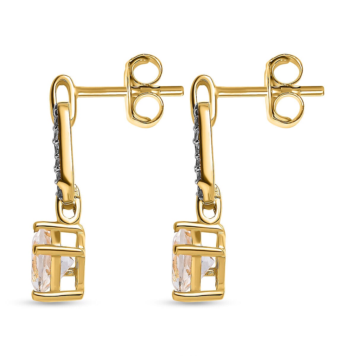 Hyalite Opal and Natural Cambodian Zircon Stud Earrings (with Push Back) in 18K Vermeil Yellow Gold Plated Sterling Silver 1.678 Ct 7364536 3