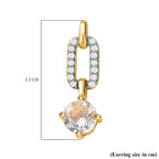 Hyalite Opal and Natural Cambodian Zircon Stud Earrings (with Push Back) in 18K Vermeil Yellow Gold Plated Sterling Silver 1.678 Ct