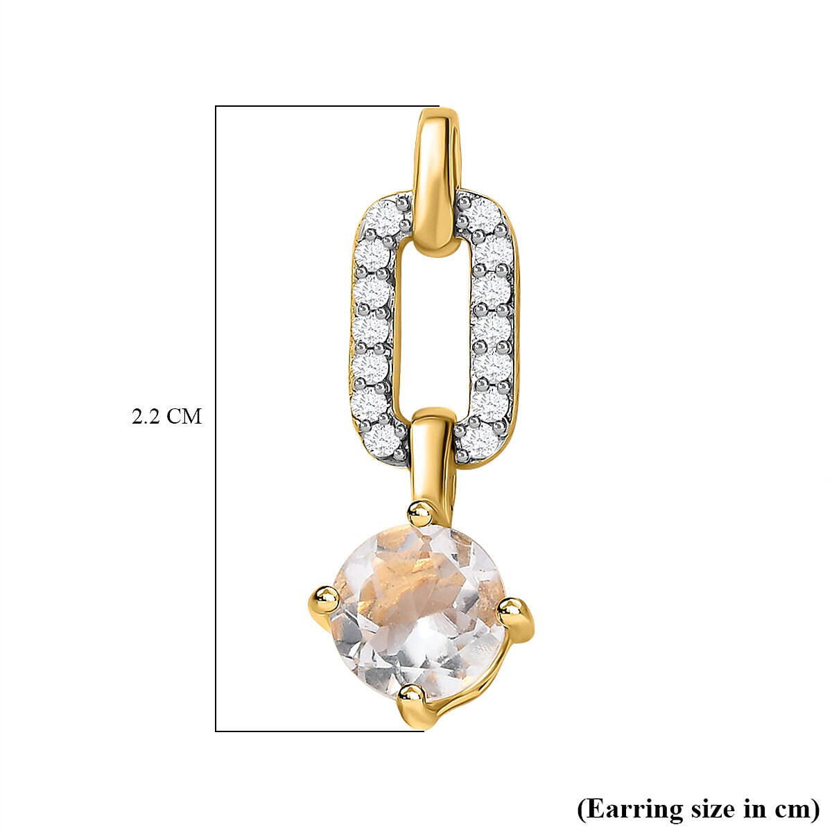 Hyalite Opal and Natural Cambodian Zircon Stud Earrings (with Push Back) in 18K Vermeil Yellow Gold Plated Sterling Silver 1.678 Ct 7364536 5