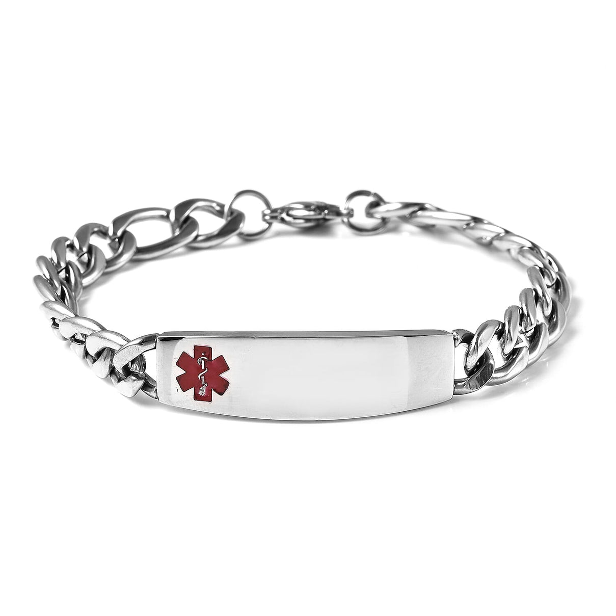 ID Curb Bracelet Size 7.5 in Silver Tone 6243987 0