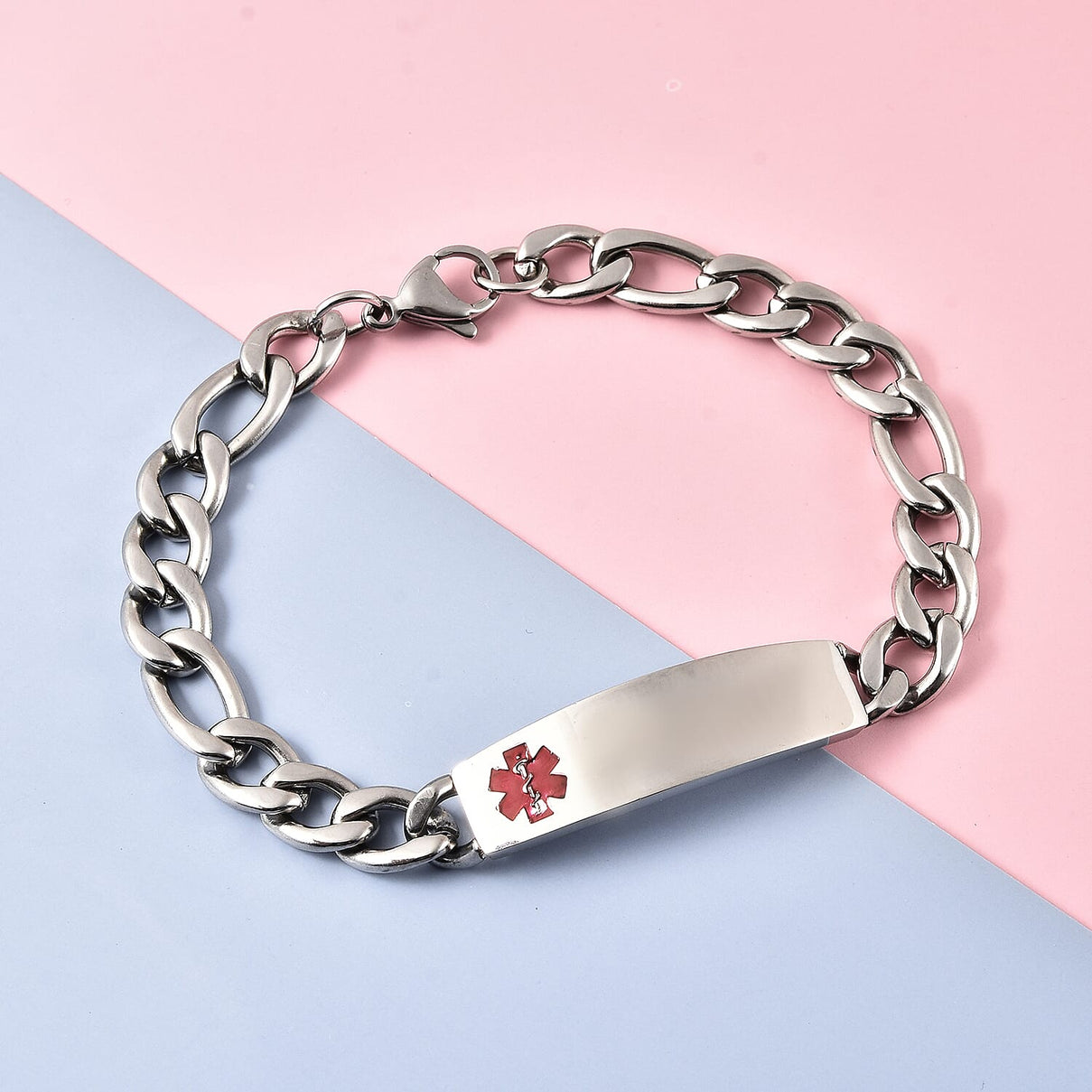 ID Curb Bracelet Size 7.5 in Silver Tone 6243987 1
