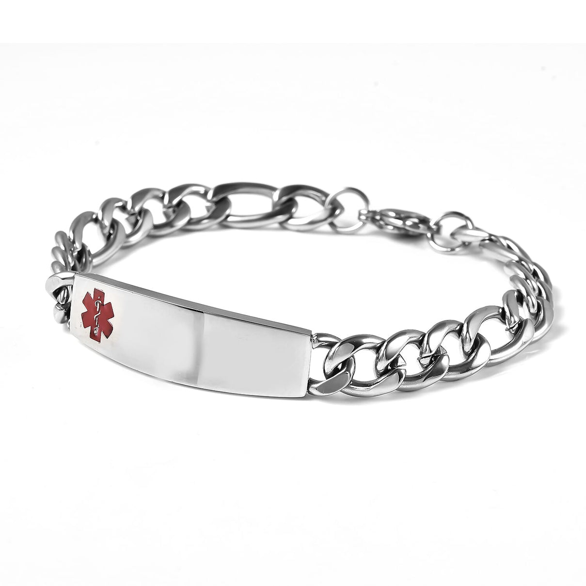 ID Curb Bracelet Size 7.5 in Silver Tone 6243987 2