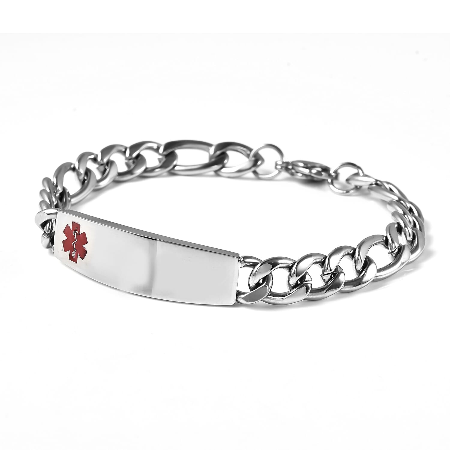ID Curb Bracelet Size 7.5 in Silver Tone 6243987 2