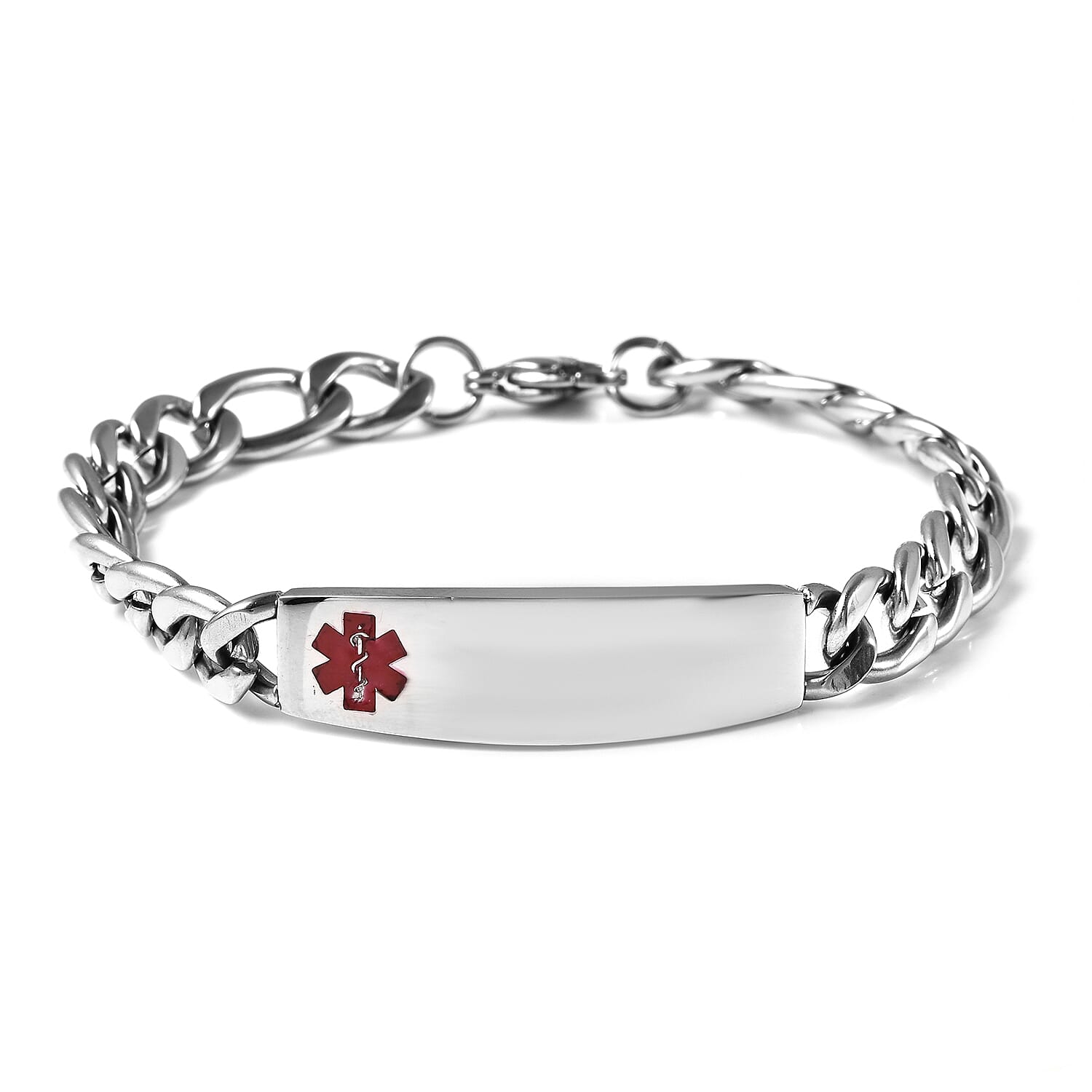 ID Curb Bracelet Size 7.5 in Silver Tone 6243987 3