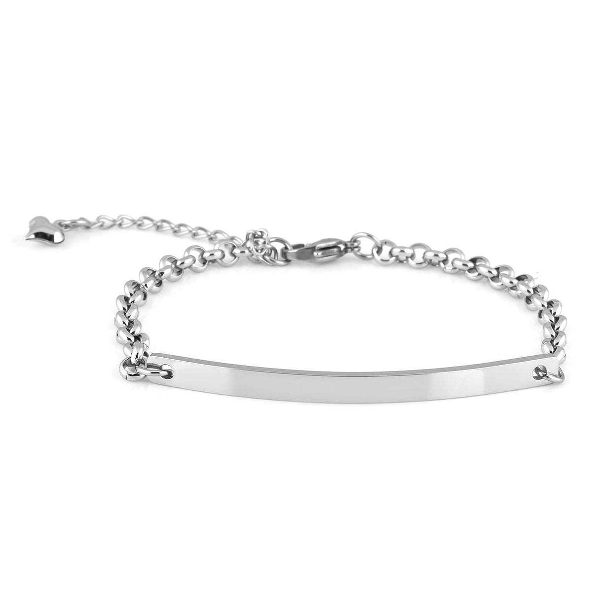 ID Trace Chain Bracelet Size 7 with 1.5 Extender in Silver Tone 6095480 0