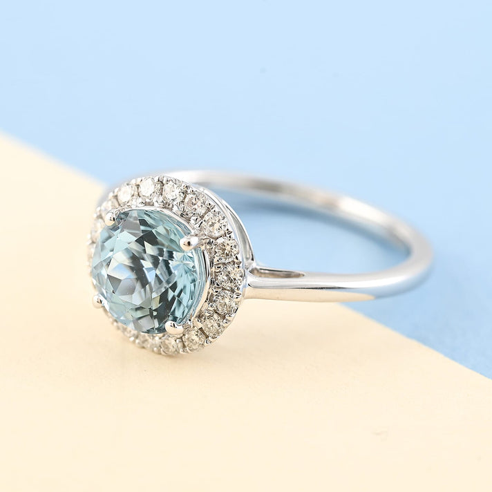 ILIANA 1.50 Ct. AGI Certified AAA Santamaria Aquamarine and Diamond Ring in 18K White Gold 8861936 2