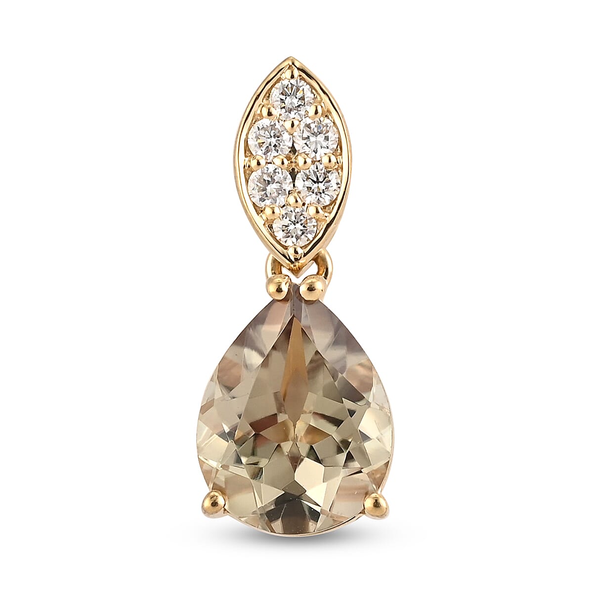 ILIANA 1.85 Ct. AAA Turkizite and SI G-H Diamond Pendant in 18K Yellow Gold 3879156 0