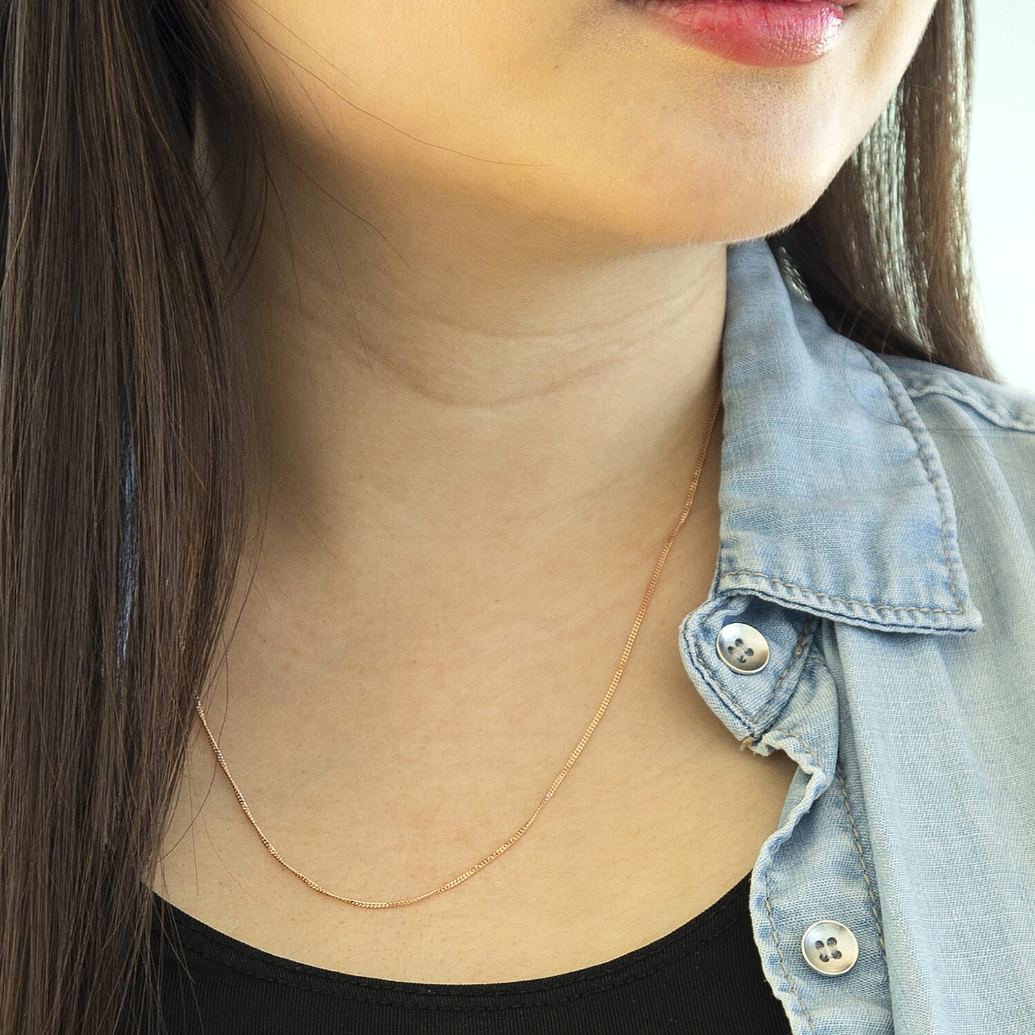 ILIANA 18K Rose Gold Diamond Cut Adjustable Curb Chain 18 Inch to 20 Inch 7573986 1