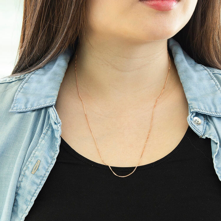 ILIANA 18K Rose Gold Diamond Cut Curb Chain 20 Inch 7574077 2
