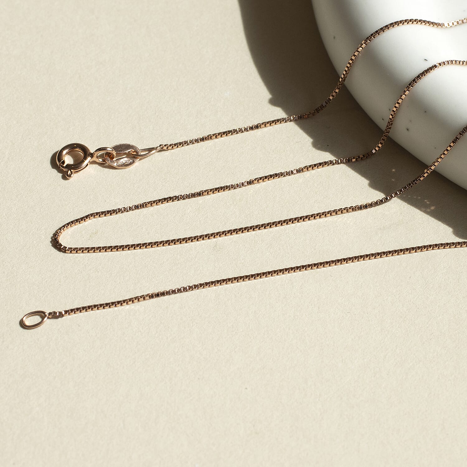 ILIANA 18K Rose Gold Venetian Box Chain 18 Inch 7571798 2