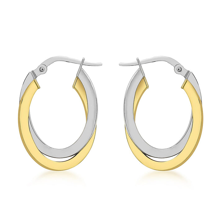 ILIANA 18K Two Colour Gold 16mm X 24mm Oval Crossover Creole Earrings 7190223 1