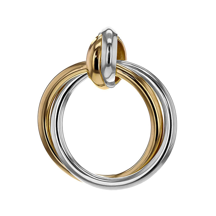 ILIANA 18K Two Colour Gold Yellow And White Gold Bail With 16.5mm Double Circle Pendant 7188462 2