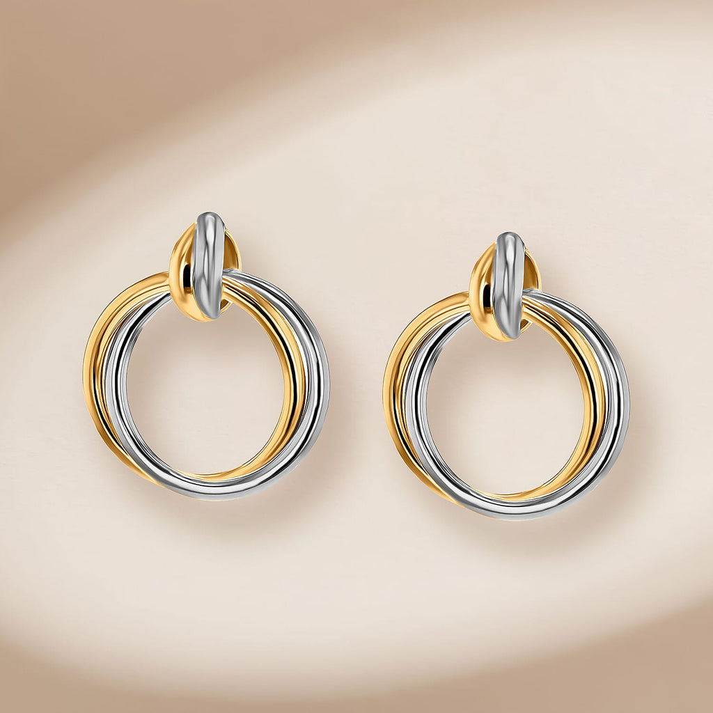 18K Two Colour Gold Yellow And White Gold Bail With 16.5mm Double Circle Pendant