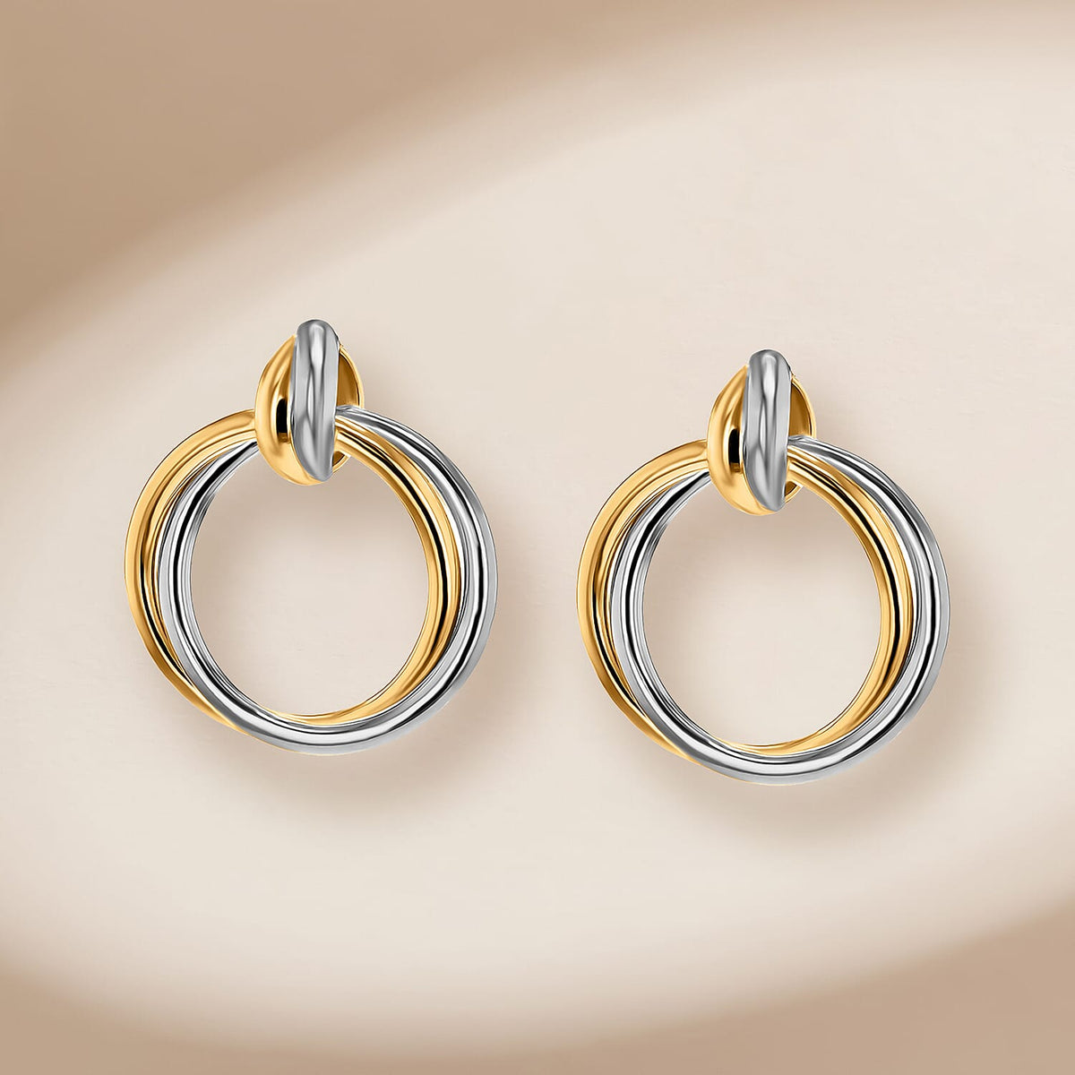 ILIANA 18K Two Colour Gold Yellow And White Gold Bail With 16.5mm Double Circle Pendant 7188462 3