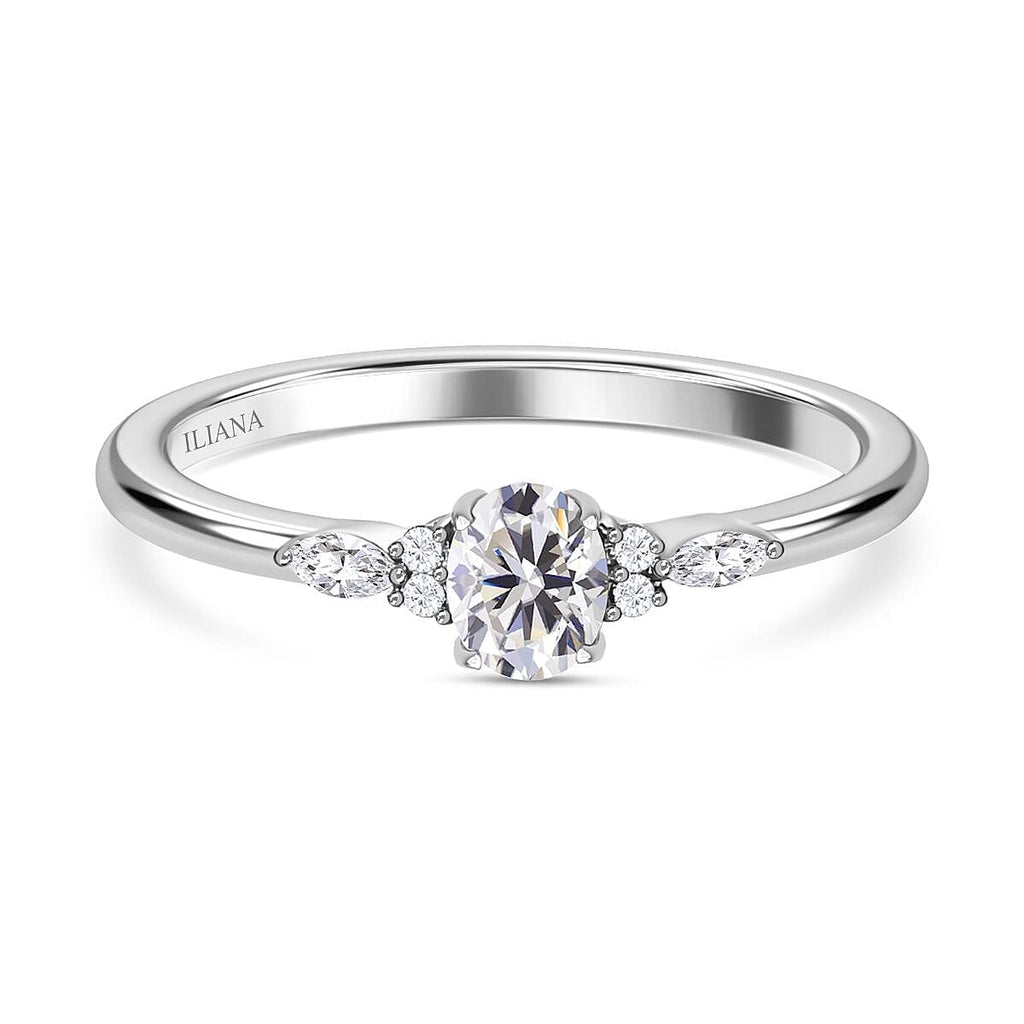 ILIANA - 18K W Gold IGI Certified Diamond (SI-G-H) Ring 0.50 Ct