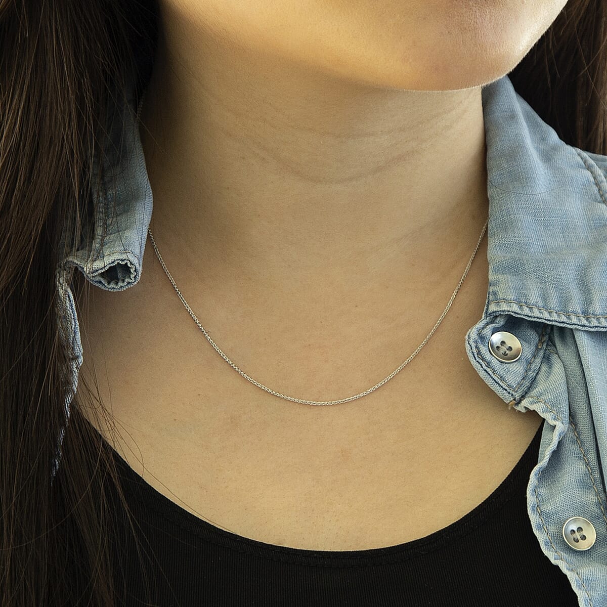 ILIANA 18K White Gold 1.1mm Spiga Chain 16 Inch 7575094 4