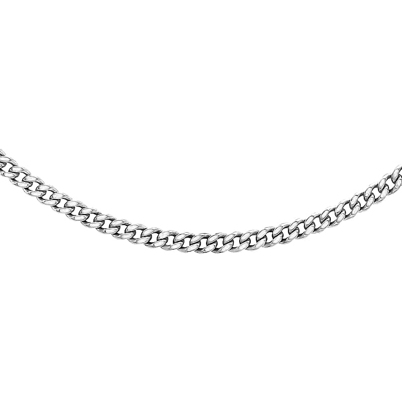ILIANA 18K White Gold 1.4mm Diamond Cut Curb Chain 18 Inch 7192358 0