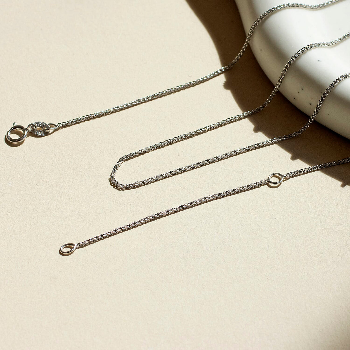 ILIANA 18K White Gold Adjustable Mini Spiga Chain 16 Inch to 18 Inch 7575367 4