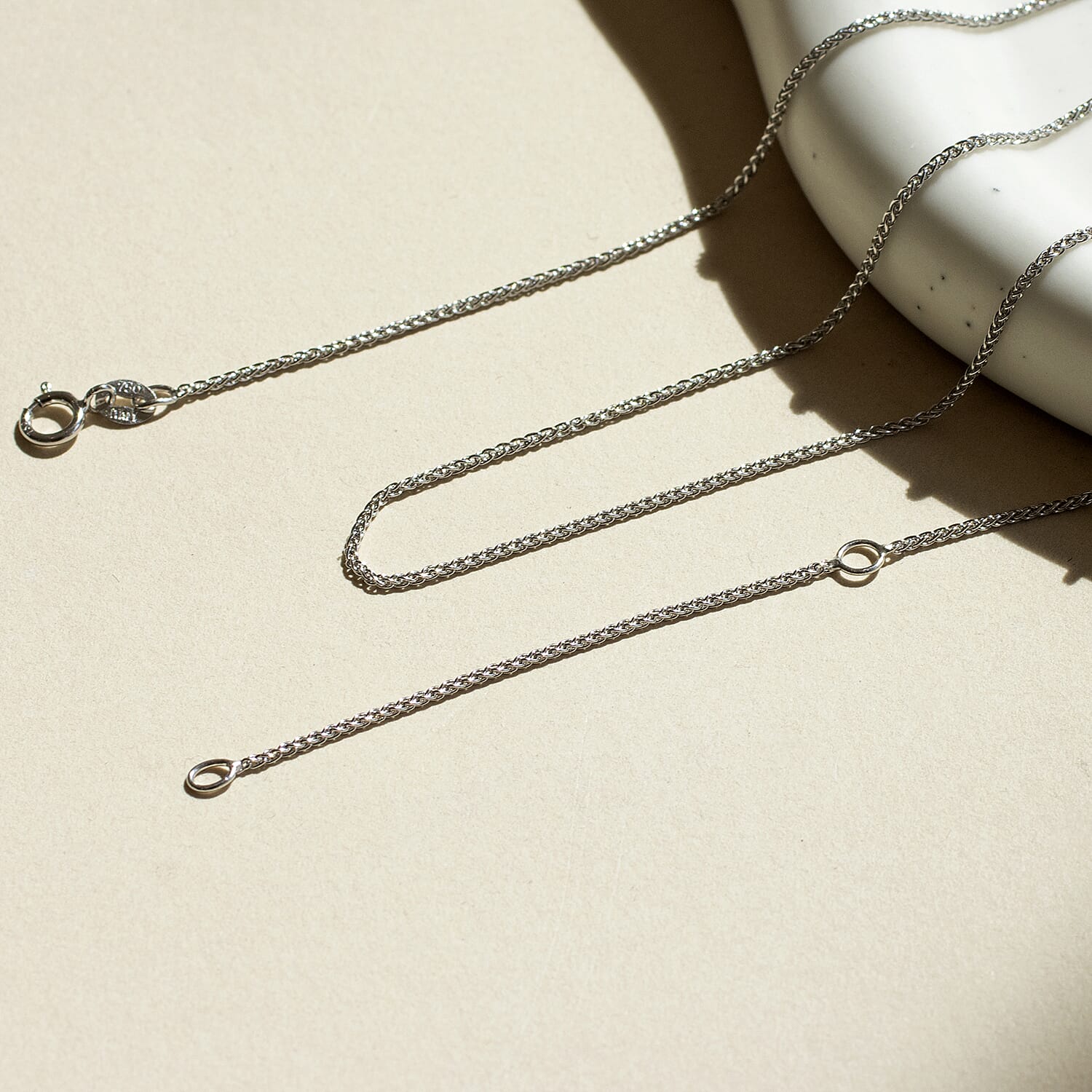 ILIANA 18K White Gold Adjustable Mini Spiga Chain 16 Inch to 18 Inch 7575367 4