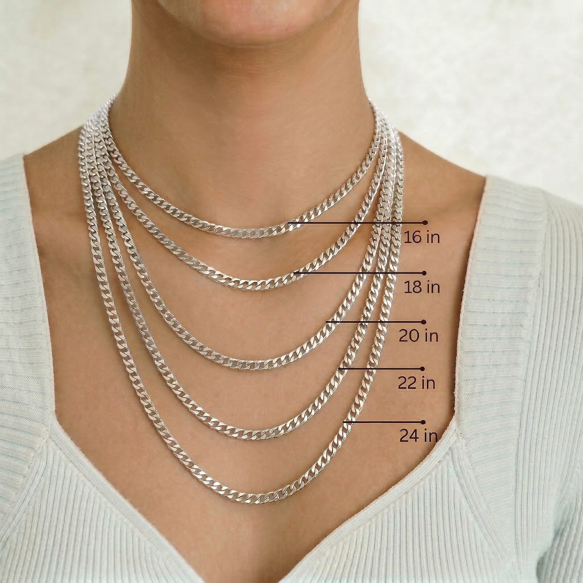ILIANA 18K White Gold Diamond Cut Adjustable Curb Chain 16 Inch to 18 Inch 7573394 5