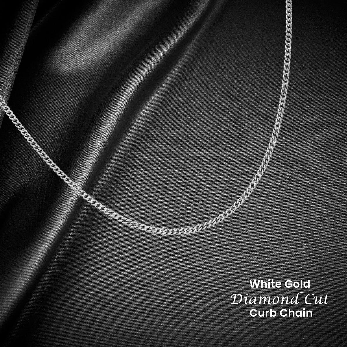 ILIANA 18K White Gold Diamond Cut Adjustable Curb Chain 16 Inch to 18 Inch 7573430 2