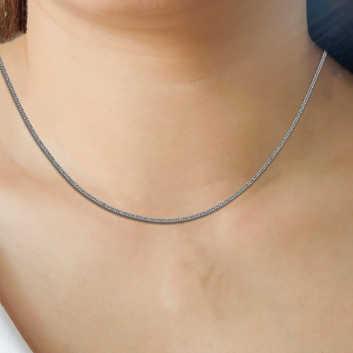 ILIANA 18K White Gold Diamond Cut Adjustable Lobster Clasp Curb Chain 16 Inch to 18 Inch 7573895 1