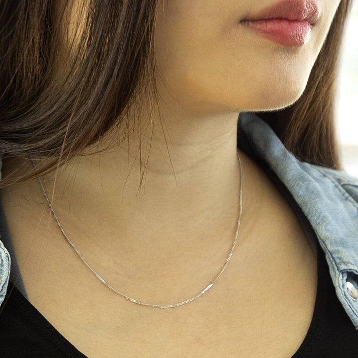 ILIANA 18K White Gold Diamond Cut Curb Chain 16 Inch 7573400 2