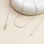 18K White Gold Round Snake Chain (Size - 16) With Spring Ring Clasp