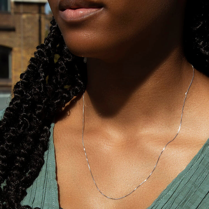 ILIANA 18K White Gold Venetian Box Chain 20 Inch 7572008 2