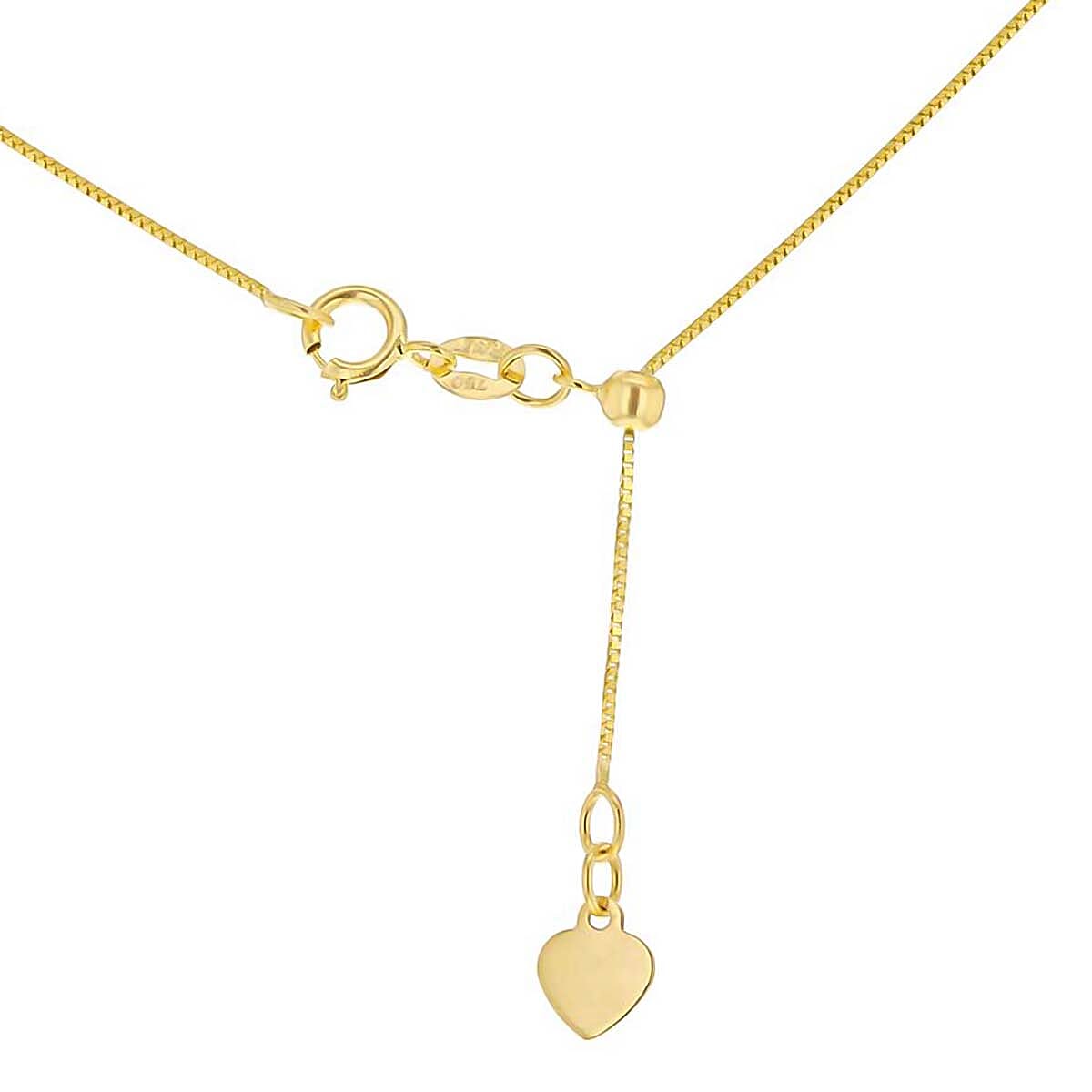 ILIANA 18K Yellow Gold 0.5mm Adjustable Heart Slider Box Chain 22 Inch 7576470 2