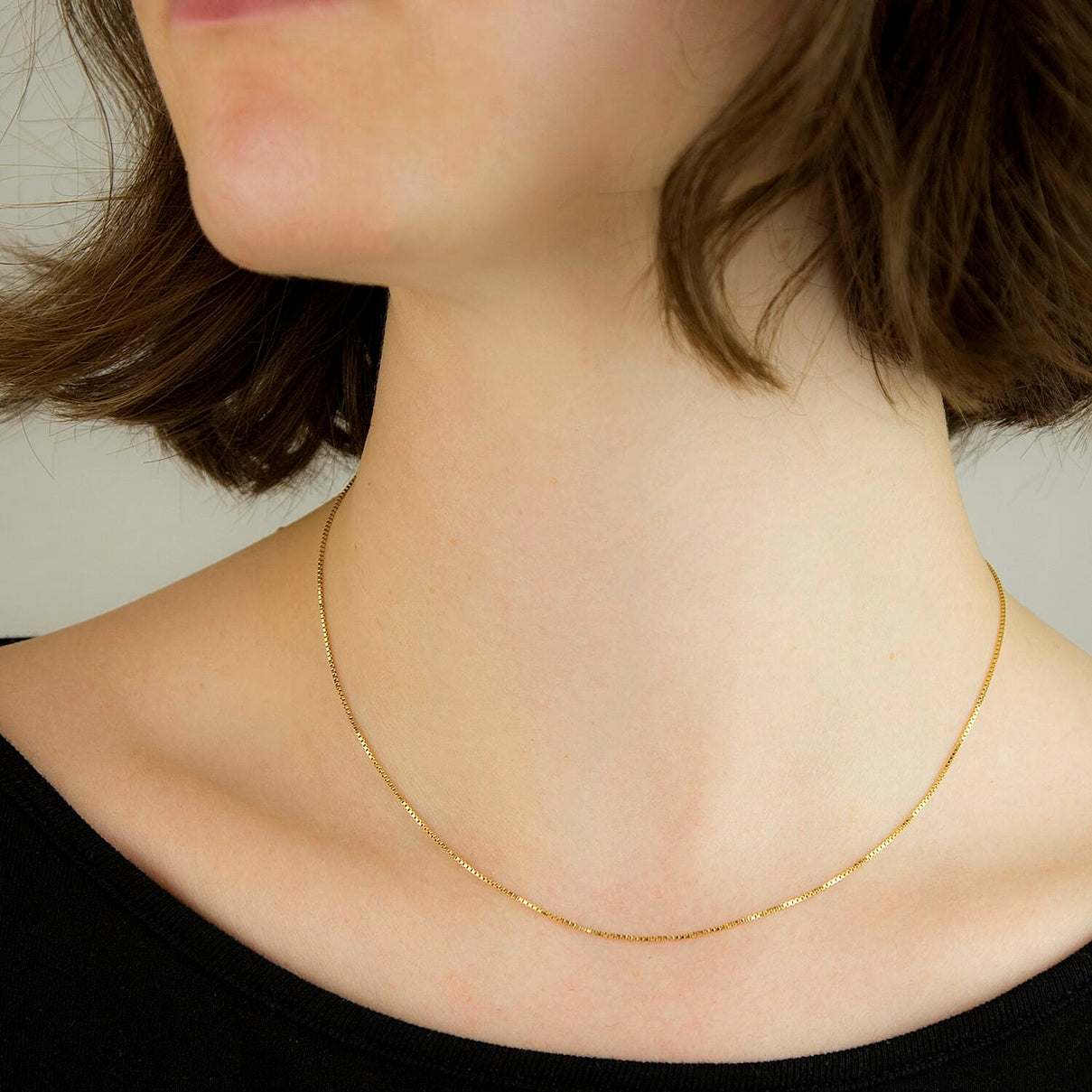 ILIANA 18K Yellow Gold 0.8mm Venetian Box Chain 16 Inch 7571713 1