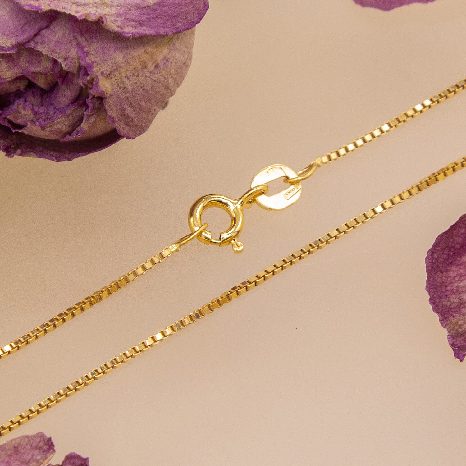 ILIANA 18K Yellow Gold 0.8mm Venetian Box Chain 16 Inch 7571713 4