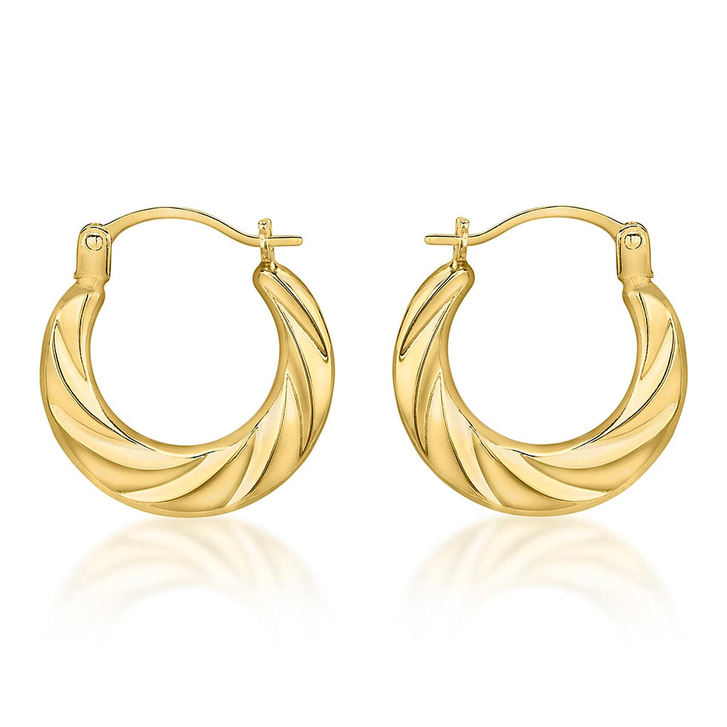 18K Yellow Gold 15.5mm X 15mm Twist Creole Earrings