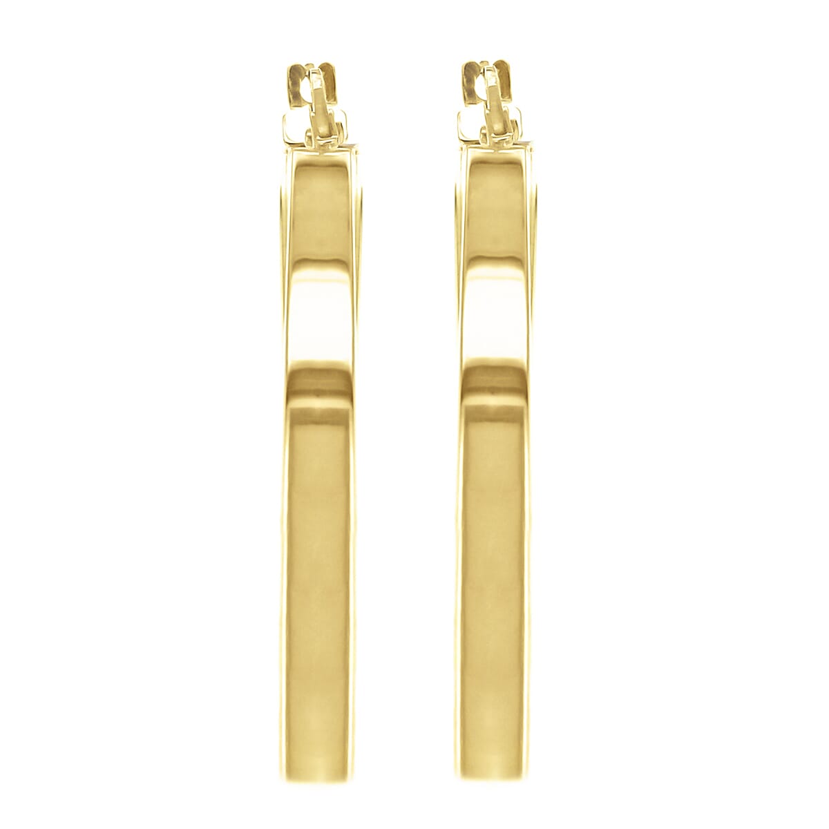 ILIANA 18K Yellow Gold 3mm Rectangular Tube 30mm Hoop Creole Earrings 7190219 2