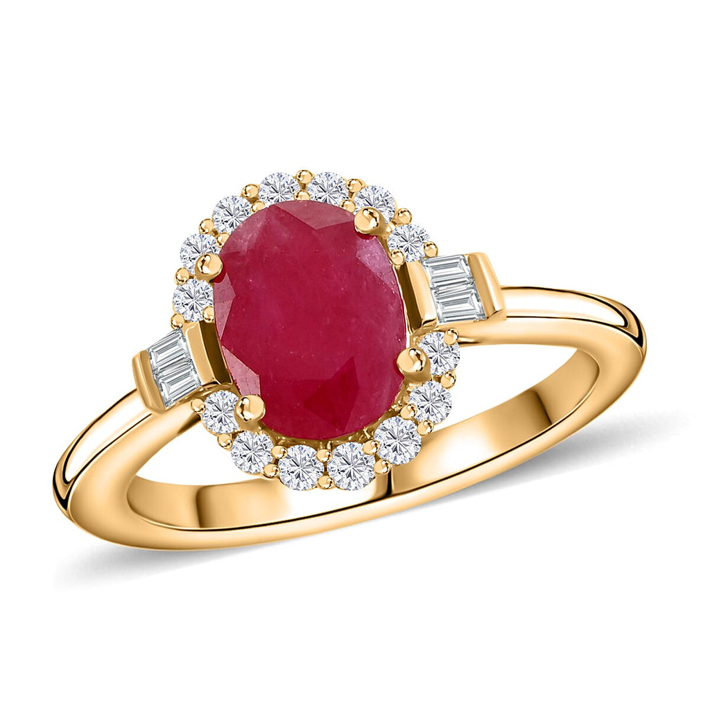 ILIANA 18K Yellow Gold AAA Ruby & Diamond (SI-G-H) Ring 1.85 Ct.