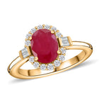 ILIANA 18K Yellow Gold AAA Ruby & Diamond (SI-G-H) Ring 1.85 Ct.