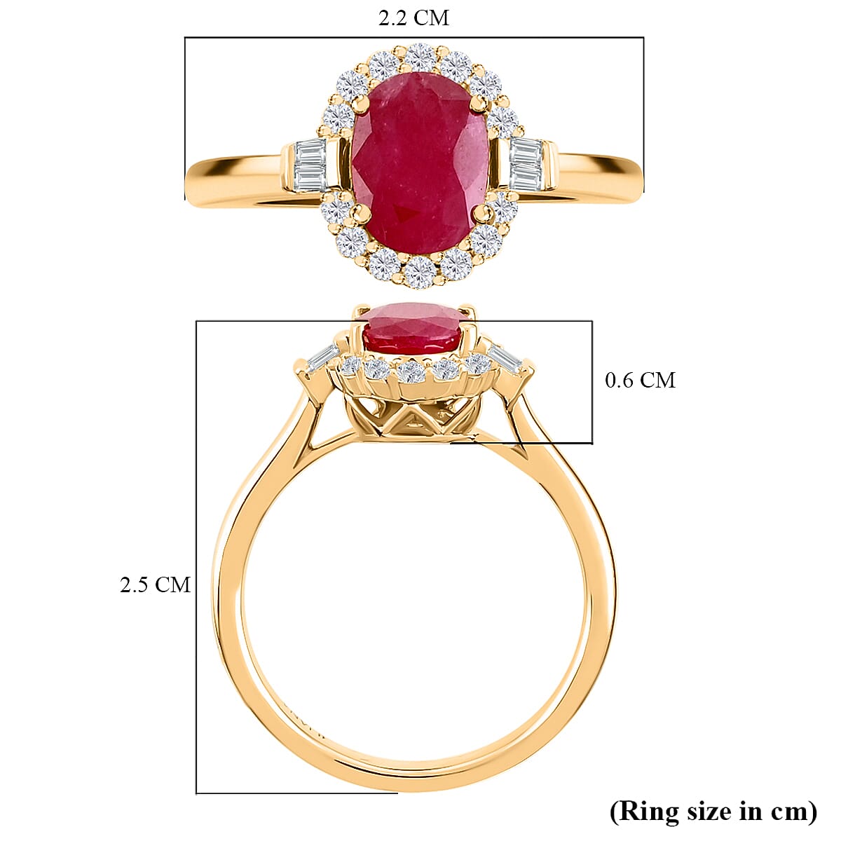 ILIANA 18K Yellow Gold AAA Ruby Halo Ring with SI-G-H Diamond 1.85 Ct. 3880909 3