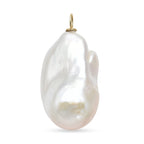 ILIANA 18K Yellow Gold AAA White Baroque Pearl Pendant