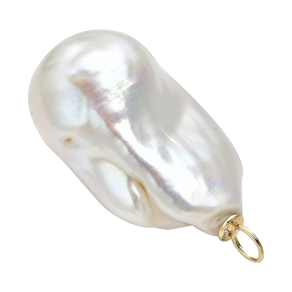 ILIANA 18K Yellow Gold AAA White Baroque Pearl Pendant