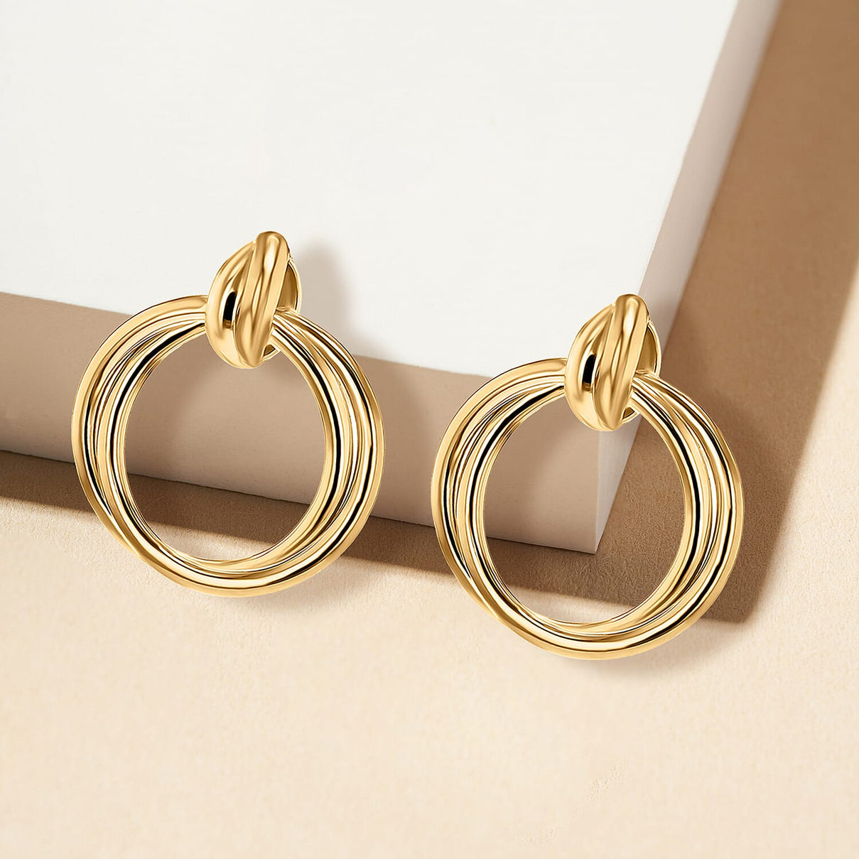 ILIANA 18K Yellow Gold Bail With 16.5mm Double Circle Pendant 7188452 2
