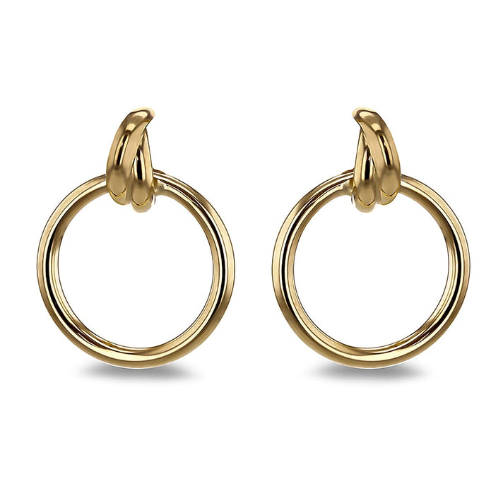 ILIANA 18K Yellow Gold Bail With Circle Stud Earrings 7190230 1