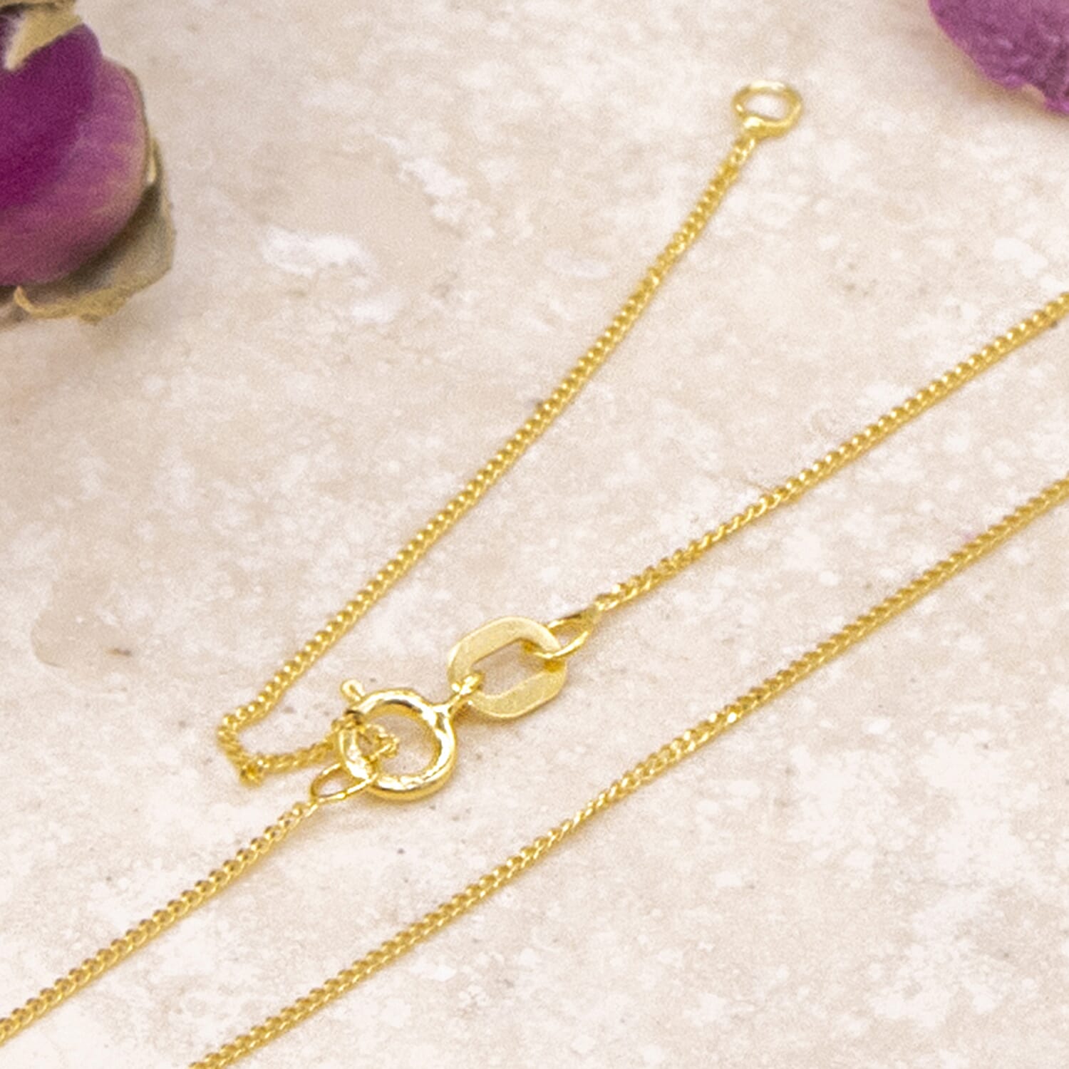 ILIANA 18K Yellow Gold Diamond Cut Curb Chain 16 Inch 7572969 4